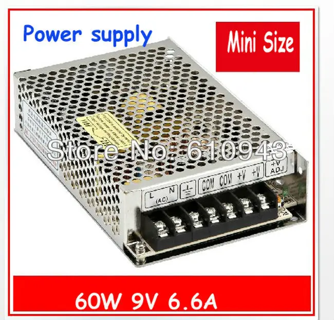 MS-60-9V Mini size LED Switching Power Supply Transformer 110V 220V AC to DC output
MS-60-9V Mini size LED Switching Power Supply Transformer 110V 220V AC to DC output
