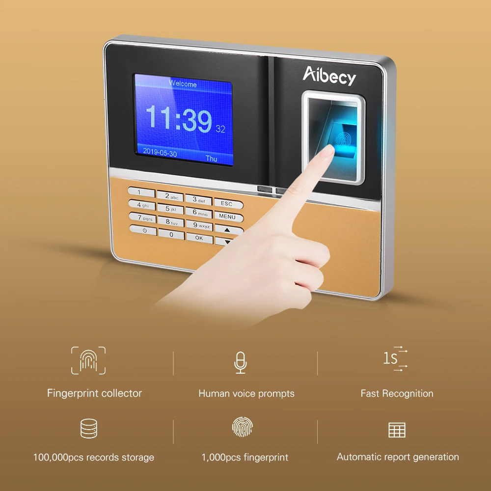 Intelligent Biometric Fingerprint Time Attendance Machine with 3.2in TFT Display Screen Password Employee Checking-in Recorder
Intelligent Biometric Fingerprint Time Attendance Machine with 3.2in TFT Display Screen Password Employee Checking-in Recorder