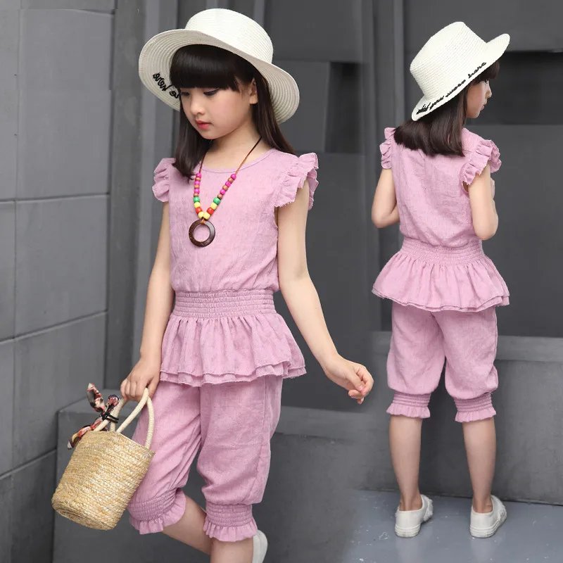 Summer Casual Children's Clothing 2018 New Fashion Short-sleeved Girl Tops Wide Leg Pants Two Pieces Sets With Necklace 4cs337
Summer Casual Children's Clothing 2018 New Fashion Short-sleeved Girl Tops Wide Leg Pants Two Pieces Sets With Necklace 4cs337