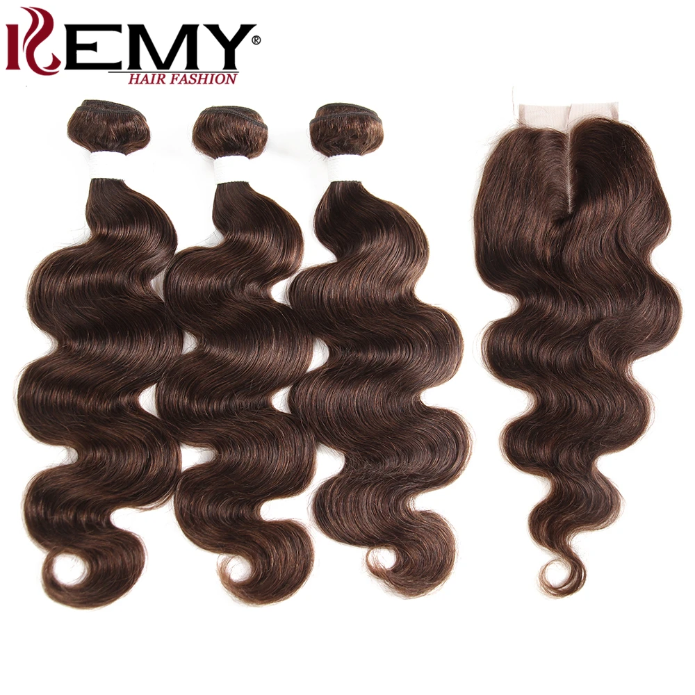 Medium Brown 4# Human Hair Bundles With Closure 4*4 KEMY HAIR Brazilian Body Wave Human Hair Weaves 3PCS Non-Remy Hair
Medium Brown 4# Human Hair Bundles With Closure 4*4 KEMY HAIR Brazilian Body Wave Human Hair Weaves 3PCS Non-Remy Hair