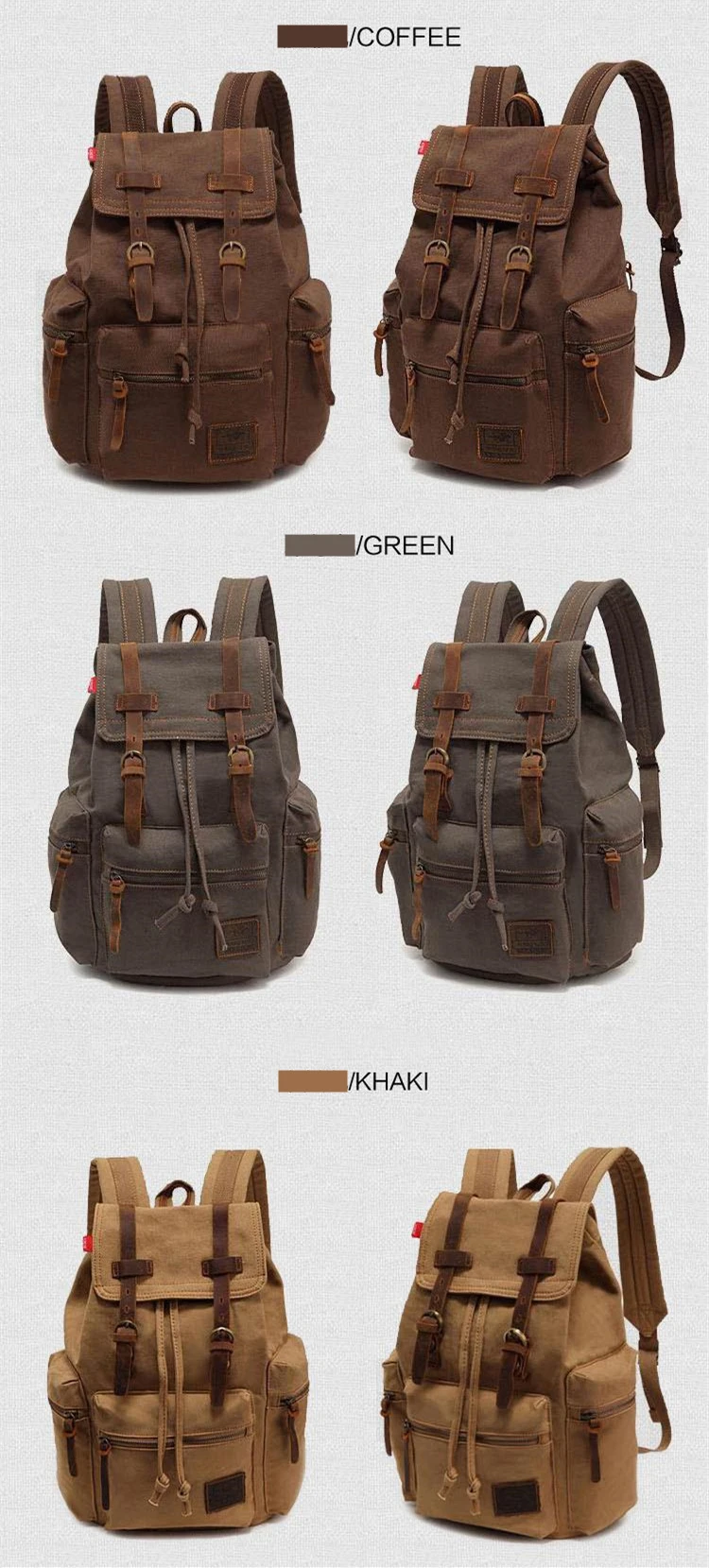 AUGUR New fashion men's backpack vintage canvas backpack school bag men's travel bags large capacity travel laptop backpack bag 2