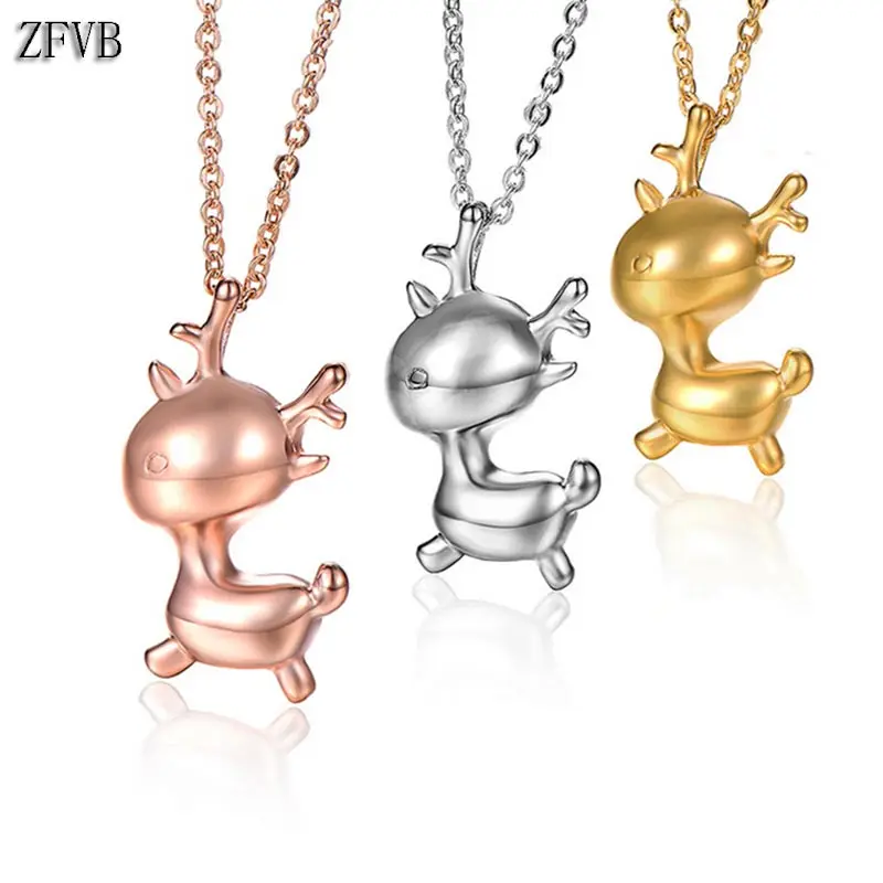 ZFVB Trendy Cute Deer Rose Gold Necklace for Women Clavicle Chain Stainless Steel Animal Pendant Necklaces Silver Jewelry 
ZFVB Trendy Cute Deer Rose Gold Necklace for Women Clavicle Chain Stainless Steel Animal Pendant Necklaces Silver Jewelry