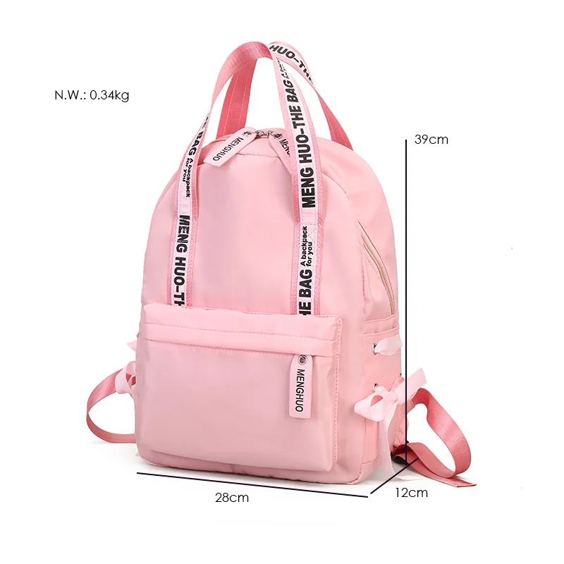 Menghuo Large Capacity Backpack Women Preppy School Bags For Teenagers Female Nylon Travel Bags Girls Bowknot Backpack Mochilas (5)
