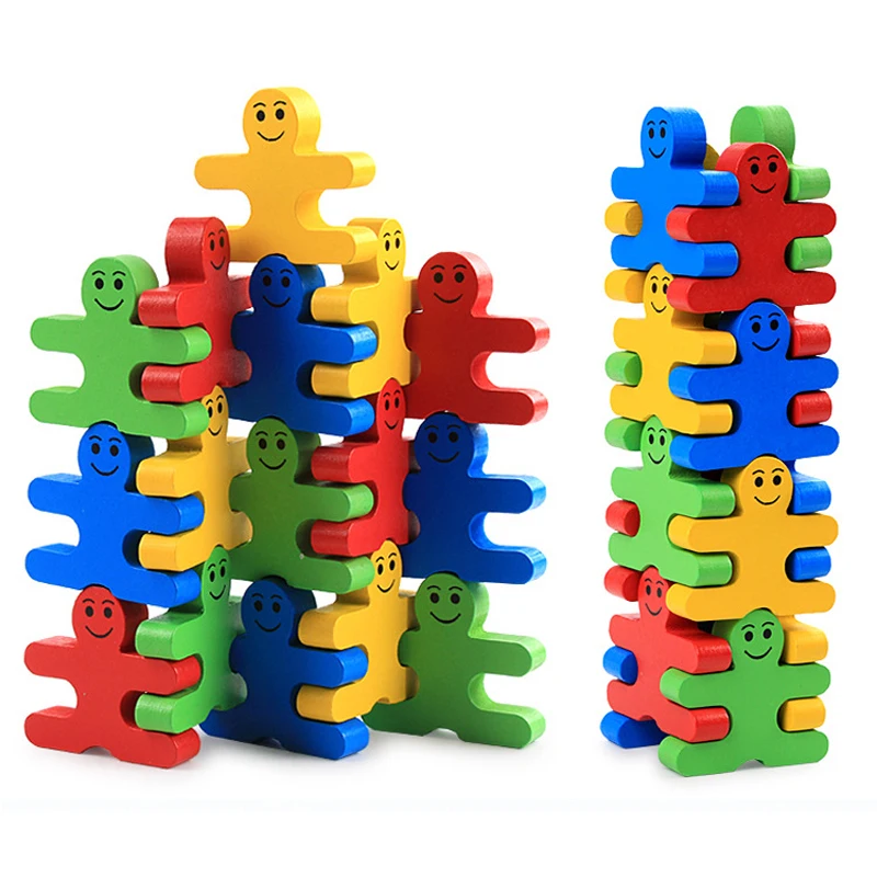 

Montessori Toys Educational Wooden Toys for Children Early Learning Cartoon Balance Villain Blocks Exercise Kids Brain 16PCS/lot