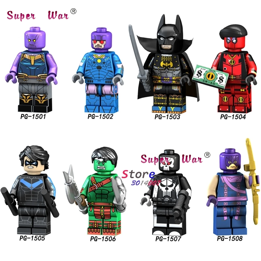 50pcs Marvel Infinity War Thanos Nightwing Hulk Batman Deadpool Sentry Punisher Hawkeye building block for children toys
50pcs Marvel Infinity War Thanos Nightwing Hulk Batman Deadpool Sentry Punisher Hawkeye building block for children toys