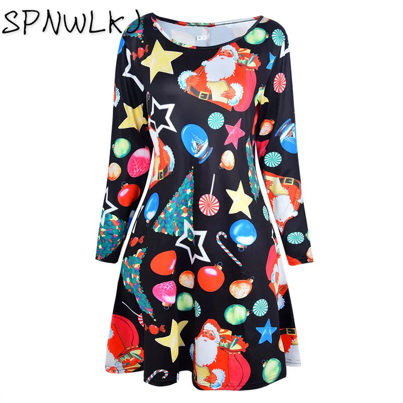 2019 Autumn Winter Women Casual Long Sleeve Christmas Tree Snowman Dresses Loose Party Dress Vestidos Large Sizes Gifts
2019 Autumn Winter Women Casual Long Sleeve Christmas Tree Snowman Dresses Loose Party Dress Vestidos Large Sizes Gifts