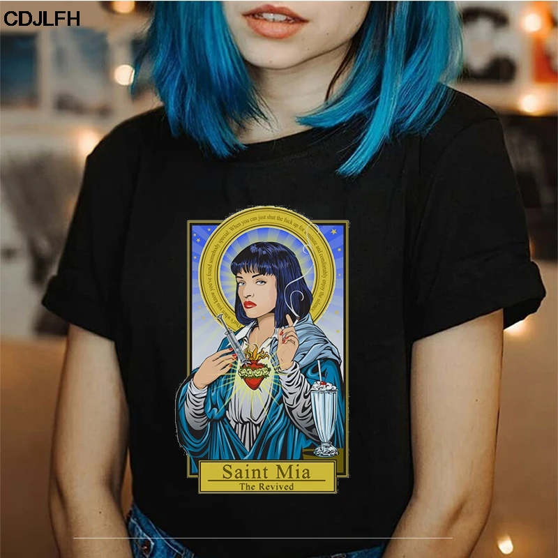 Vintage Femme Summer Pulp Fiction Tshirt Harajuku Kawaii Tops Korean Style O-neck T-shirt Mia Wallace Printed Tshirt
Vintage Femme Summer Pulp Fiction Tshirt Harajuku Kawaii Tops Korean Style O-neck T-shirt Mia Wallace Printed Tshirt