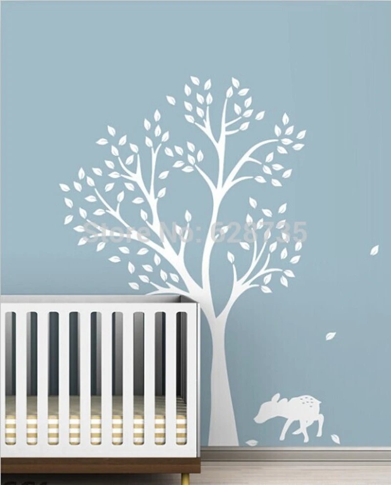 

Large Size 198 x141cm Tree and Lovely Deer Vinyl Wall Sticker Baby/Kids Room Wall Art Decals Decoration