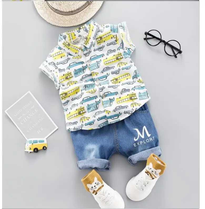Summer Toddler Boy Cartoon Car Print Clothing Set Children Clothing Short Sleeve Shirt +Jeans For Boys Suit For Kids Clothes
Summer Toddler Boy Cartoon Car Print Clothing Set Children Clothing Short Sleeve Shirt +Jeans For Boys Suit For Kids Clothes