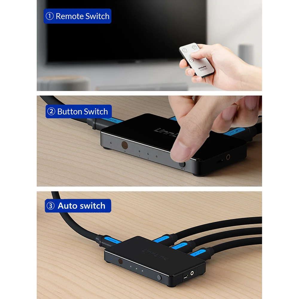 Переключатель HDMI Unnlink 3x1 5x1 2 0 UHD 4K 60 Гц 4:4:4 HDCP HDR светодиодный проектор для Smart TV MI Box3