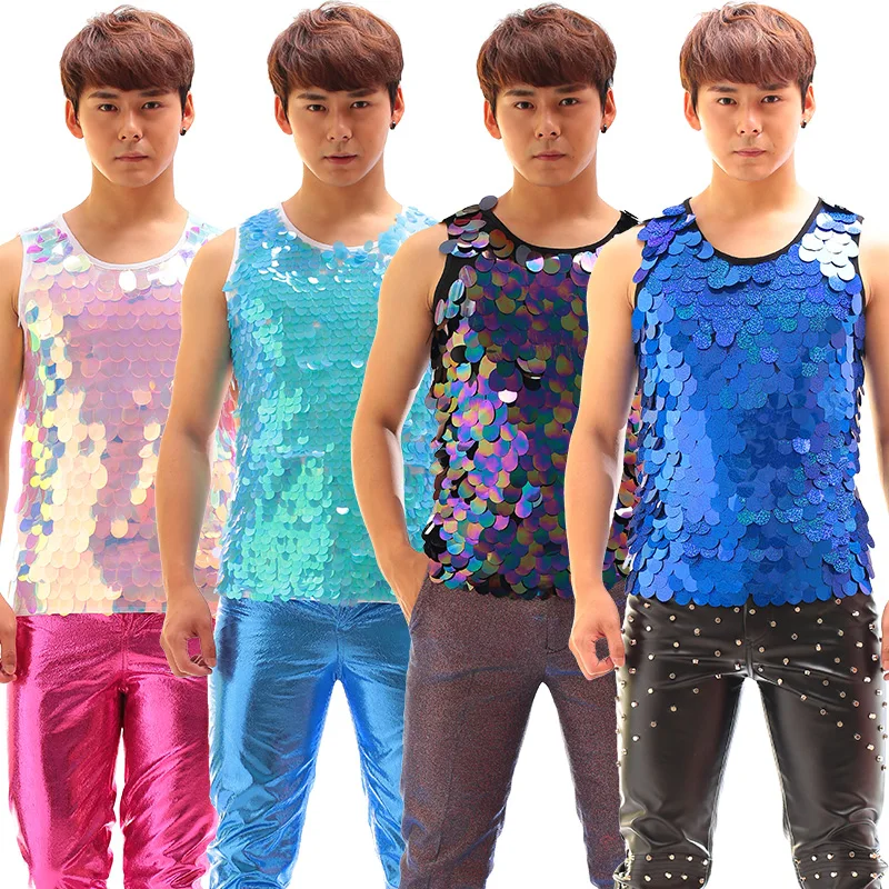 Fashion New Men's Rock Punk Nightclub Bar 4 Styles Sequins Vests Dj Singer Ds Dance Male Vest Stage Performance Slim Costumes
Fashion New Men's Rock Punk Nightclub Bar 4 Styles Sequins Vests Dj Singer Ds Dance Male Vest Stage Performance Slim Costumes