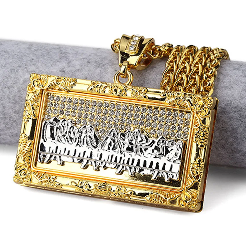 New Religious Bible Jesus Charm Pendant Engraved Catholic Italy Davinci The Last Supper Rectangle Oil Painting Hip Hop Necklace
New Religious Bible Jesus Charm Pendant Engraved Catholic Italy Davinci The Last Supper Rectangle Oil Painting Hip Hop Necklace