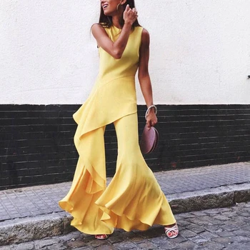 Summer 2019 New O-Neck Slim Ruffled Jumpsuit Solid Color Women's Fashion Casual Sexy Elegant Bodysuit Women Long jumpsuits
Summer 2019 New O-Neck Slim Ruffled Jumpsuit Solid Color Women's Fashion Casual Sexy Elegant Bodysuit Women Long jumpsuits