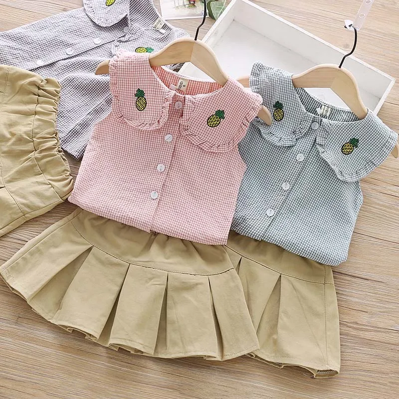 2019 new girls summer clothes sets children fashion embroidery plaid sleeveless tops+short skirts 2pcs for girl formal clothing
2019 new girls summer clothes sets children fashion embroidery plaid sleeveless tops+short skirts 2pcs for girl formal clothing