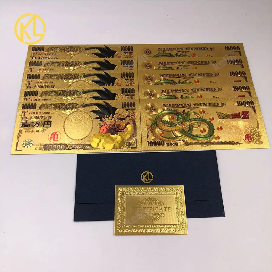 10pcs/lot Japan dragon ball z Master Roshi Turtle fairy 10000 Yen Gold plastic Banknote for childhood nice gift Collection
10pcs/lot Japan dragon ball z Master Roshi Turtle fairy 10000 Yen Gold plastic Banknote for childhood nice gift Collection