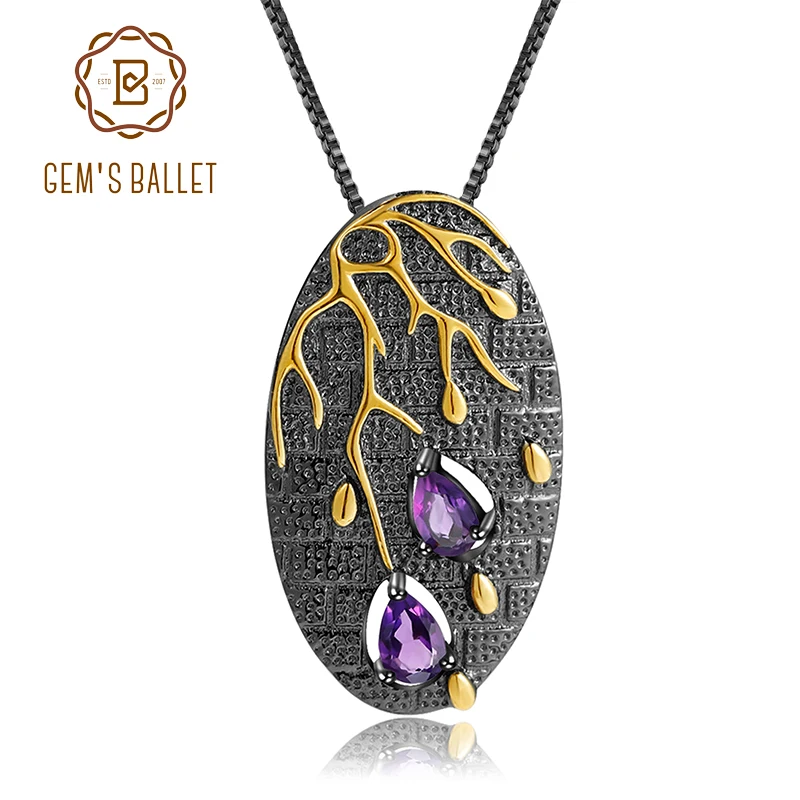 GEM'S BALLET 925 Sterling Silver Original Handmade Petal Floral Pendant Necklace 0.39Ct Natural Amethyst Fine Jewelry for Women
GEM'S BALLET 925 Sterling Silver Original Handmade Petal Floral Pendant Necklace 0.39Ct Natural Amethyst Fine Jewelry for Women