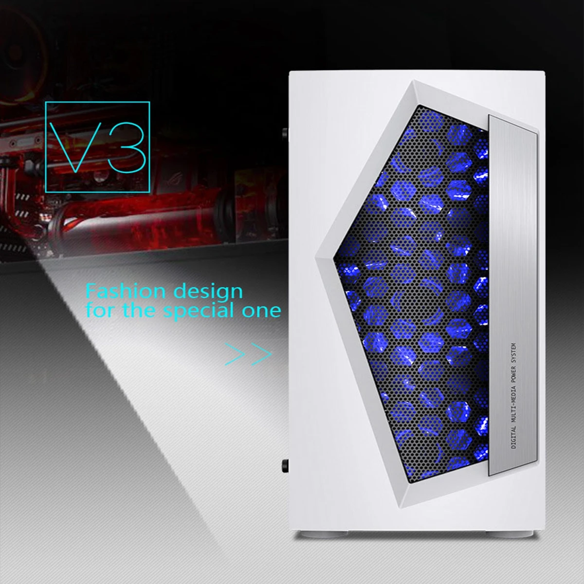 

V3 ATX Computer Gaming PC Case 8 Fan Ports USB3.0 For M-ATX/Mini ITX Motherboard Mid Tower Water Cooling Enclosure