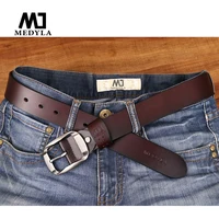 MEDYLA Dropship High Quality Genuine Leather Luxury Strap Male Belts For Men Jeans Casual Belt Pin Buckle Masculine Cummerbund image