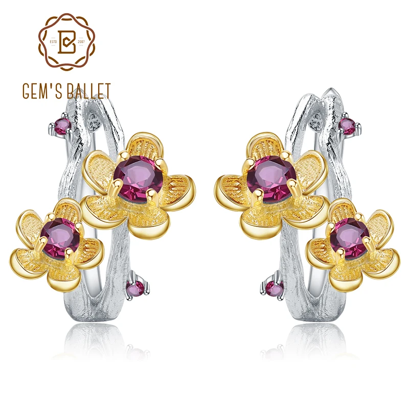 GEM'S BALLET 2.10Ct Natural Rhodolite Garnet Earrings 925 Sterling Silver Handmade Plum Blossom Flower Stud Earrings for Women
GEM'S BALLET 2.10Ct Natural Rhodolite Garnet Earrings 925 Sterling Silver Handmade Plum Blossom Flower Stud Earrings for Women