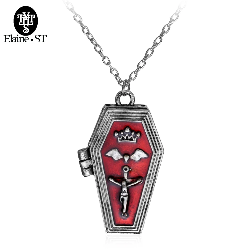 Gothic Red Enameled Vampire Hallowee Bat Cross Open Box Coffin Casket Vintage Punk Cool Vampire Jesus Coffin Pendant Necklace
Gothic Red Enameled Vampire Hallowee Bat Cross Open Box Coffin Casket Vintage Punk Cool Vampire Jesus Coffin Pendant Necklace