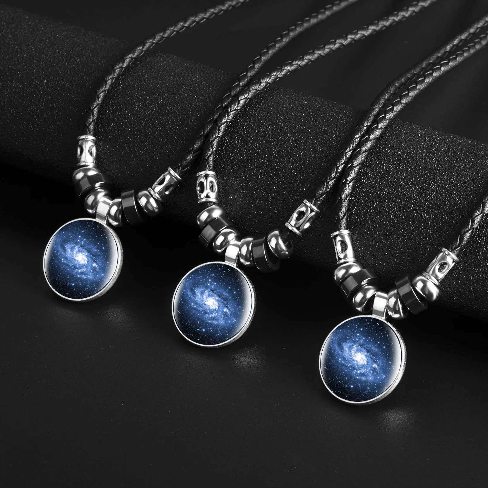 Мужские и женские кожаные ожерелья KCALOE черные в стиле панк со стеклом форме