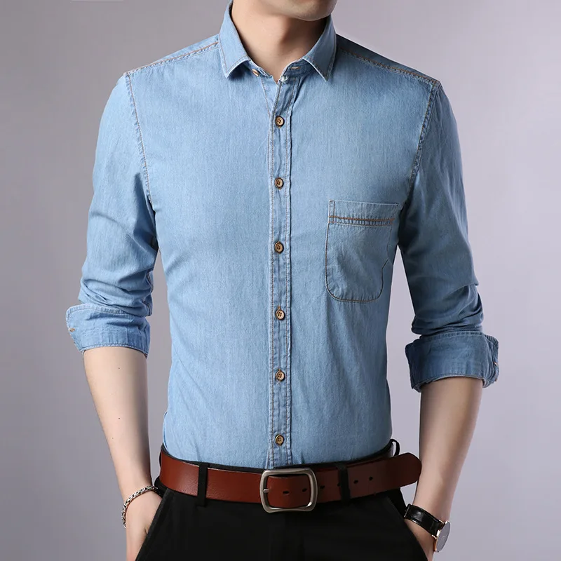 Simple and comfortable atmosphere of brand-name men's cotton long-sleeved shirt Korean Slim youth Slim men shirts cowboy style
Simple and comfortable atmosphere of brand-name men's cotton long-sleeved shirt Korean Slim youth Slim men shirts cowboy style