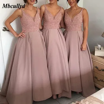 Sexy V-neck Long Bridesmaid Dresses 2019 Shining Beading Country Style A-line Wedding Party Gowns Pink robe demoiselle d'honneur
Sexy V-neck Long Bridesmaid Dresses 2019 Shining Beading Country Style A-line Wedding Party Gowns Pink robe demoiselle d'honneur