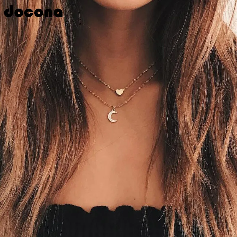 Docona Boho Gold Color Heart Crystal Moon Layered Necklaces for Women Chains Pendant Necklace Boho Jewelry Collars 4505
Docona Boho Gold Color Heart Crystal Moon Layered Necklaces for Women Chains Pendant Necklace Boho Jewelry Collars 4505