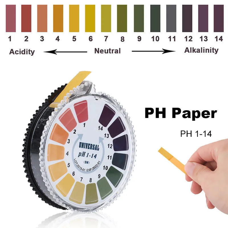 5M 1 14 Ph Indicateur Dacide Alcalin Compteur Test Papier Rouleau Pour  Lurine De Leau Saliva Sol Litmus Test Précis Mesurer Du 3,24 € | Dhgate  French