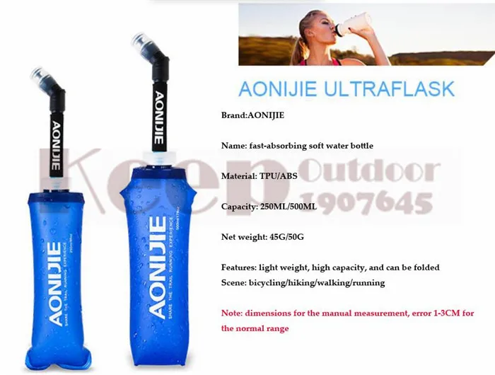 Butelka sportowa AONIJIE Running Rowing Soft Flask - składana TPU, 350/600mL z długim słomkowym pęknięciem torby wodnej - Wianko - 29