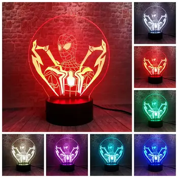 Avengers Spiderman Figuras 3D Illusion Nightlight LED 7 Colors Changing Light Marvel Spider man Figure Flash Toys Holiday gift
Avengers Spiderman Figuras 3D Illusion Nightlight LED 7 Colors Changing Light Marvel Spider man Figure Flash Toys Holiday gift