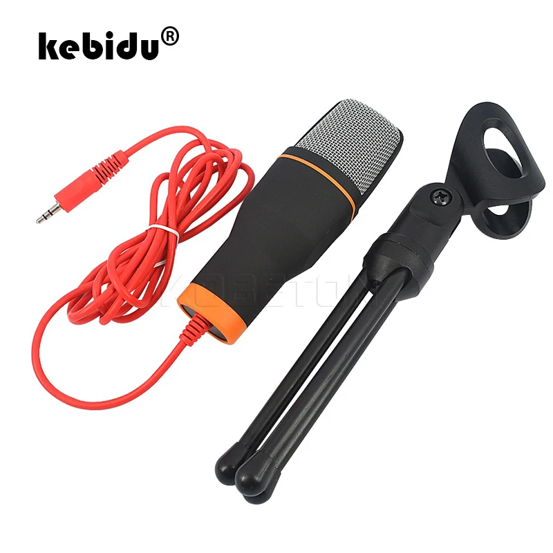 

kebidu Hot Wired Stereo Condenser Sound Podcast Studio Microphone with Holder Clip for Chatting Singing Karaoke PC Laptop SF-666