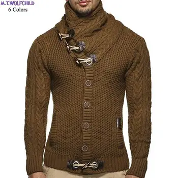 2018 Sweaters Cardigan Male Casual Slim Sweaters Men Horns Button Thick Hedging Turtleneck knitted coats fashion Men'S Sweaters
2018 Sweaters Cardigan Male Casual Slim Sweaters Men Horns Button Thick Hedging Turtleneck knitted coats fashion Men'S Sweaters