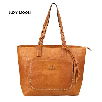 Luxy moon PU Leather Handbags for Women Luxury Tote