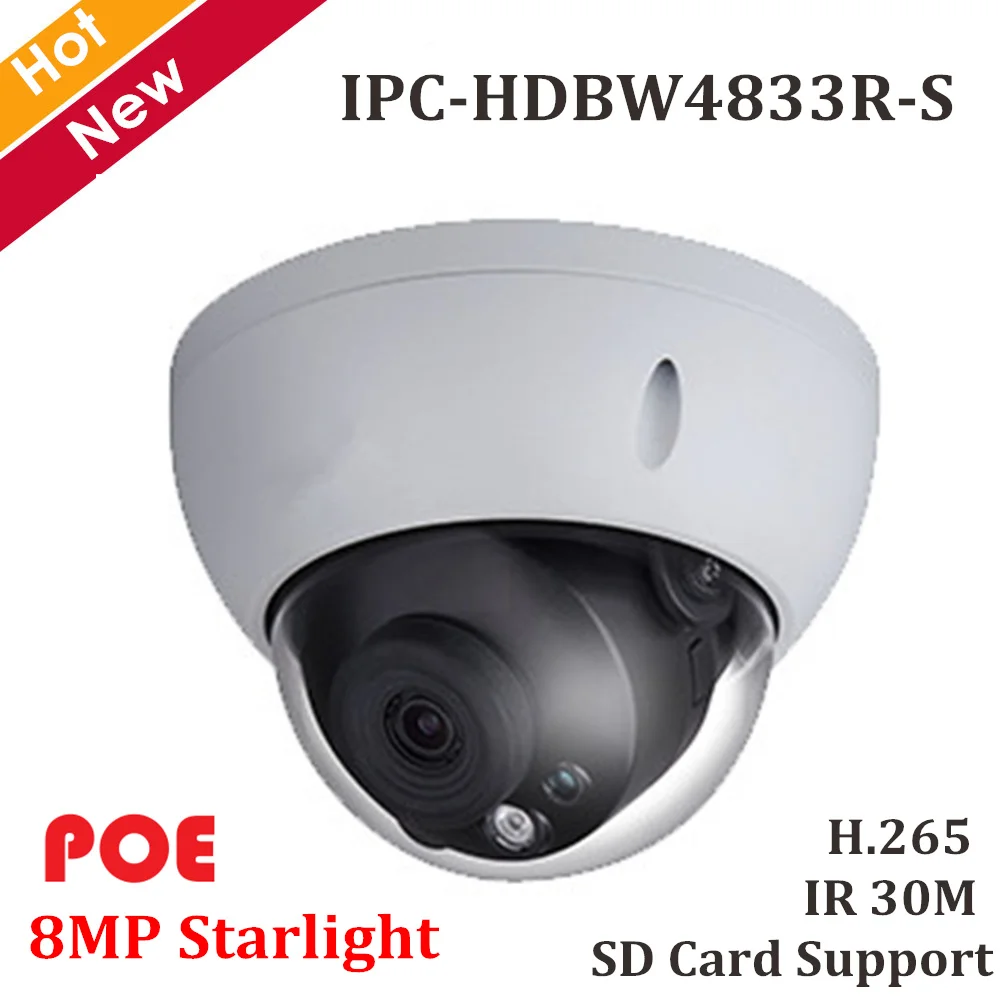 8MP Starlight Dome IP camera H.265 IR 30m Waterproof IP67 Security Camera Support POE and Max 128g Sd card IPC-HDBW4833R-S
8MP Starlight Dome IP camera H.265 IR 30m Waterproof IP67 Security Camera Support POE and Max 128g Sd card IPC-HDBW4833R-S