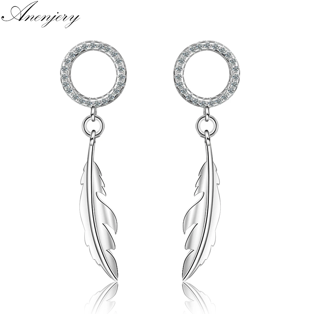 Anenjery New Fashion 925 Sterling Silver Earrings Zircon Circle Long Feather Tassel Earrings oorbellen pendientes S-E782
Anenjery New Fashion 925 Sterling Silver Earrings Zircon Circle Long Feather Tassel Earrings oorbellen pendientes S-E782
