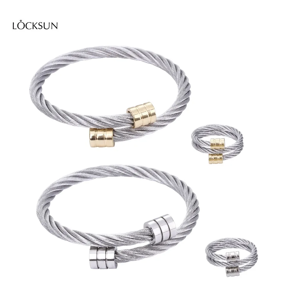 Locksun Lovers' браслет из нержавеющей стали для женщин Шарм мужской и кольцо Набор
