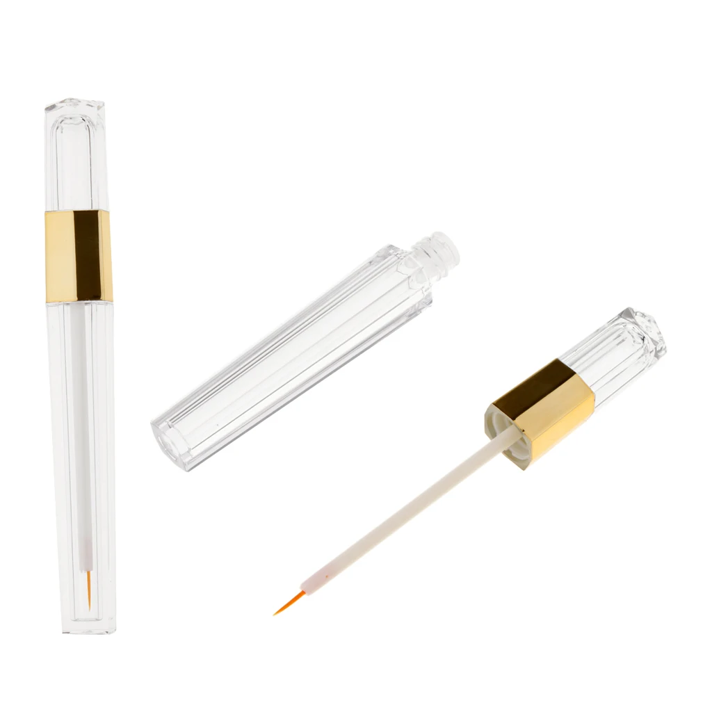 2pcs/set 5ml Refillable Empty Clear Eyeliner Vials Tube Eyelash Oil /Mascara/ Eye Gloss Liquid Bottle Container With Brush