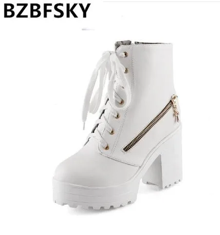 BZBFSKY Hot Sale Punk Gothic Martin Boots Women Chunky Block Square High Heels Riding Ankle Boots Lace Up Zipper Platform Shoes
BZBFSKY Hot Sale Punk Gothic Martin Boots Women Chunky Block Square High Heels Riding Ankle Boots Lace Up Zipper Platform Shoes