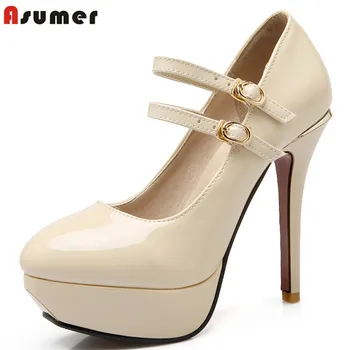 ASUMER 2020 new fashion mary janes women pumps round toe patent pu leather platform shoes woman ladies summer wedding shoe
ASUMER 2020 new fashion mary janes women pumps round toe patent pu leather platform shoes woman ladies summer wedding shoe