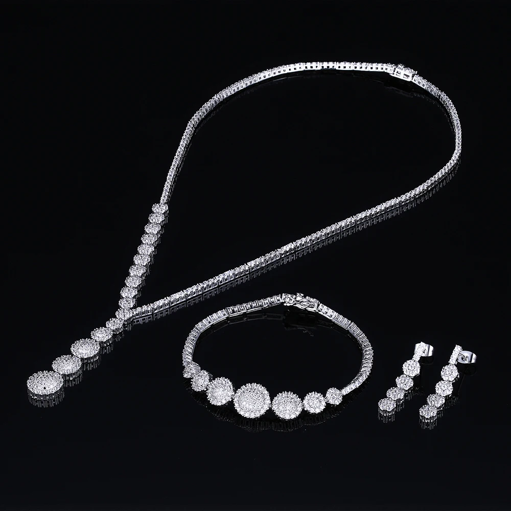 4PCS SET Fantastic Big Wedding jewelry sets Round zircon Necklace+Bracelet+earrings+gift ring Party accessories bridal jewellery
4PCS SET Fantastic Big Wedding jewelry sets Round zircon Necklace+Bracelet+earrings+gift ring Party accessories bridal jewellery