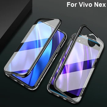 

Magnetic Adsorption Metal Case For Vivo Nex Phone Cases Magneto Tempered Glass Cover For Vivo Nex VivoNex V1821A Case shell