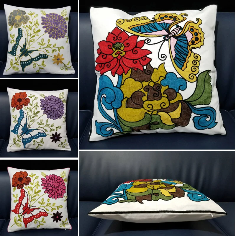 Home Decor Embroidered Cushion Cover Pink Butterfly Handmade Floral Canvas Cotton Suqare Embroidery Pillow Cover 45x45cm
Home Decor Embroidered Cushion Cover Pink Butterfly Handmade Floral Canvas Cotton Suqare Embroidery Pillow Cover 45x45cm