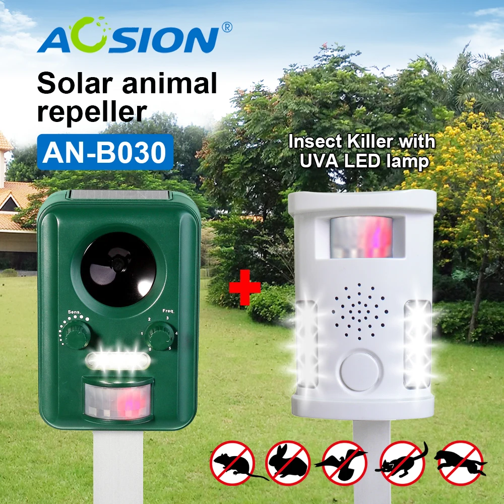 Aosion Solar Ultrasonic Pest Control Animal Repeller + Multifunctional White/Green Garden Use Fox Deer Cat Dog Bird Repellent
Aosion Solar Ultrasonic Pest Control Animal Repeller + Multifunctional White/Green Garden Use Fox Deer Cat Dog Bird Repellent