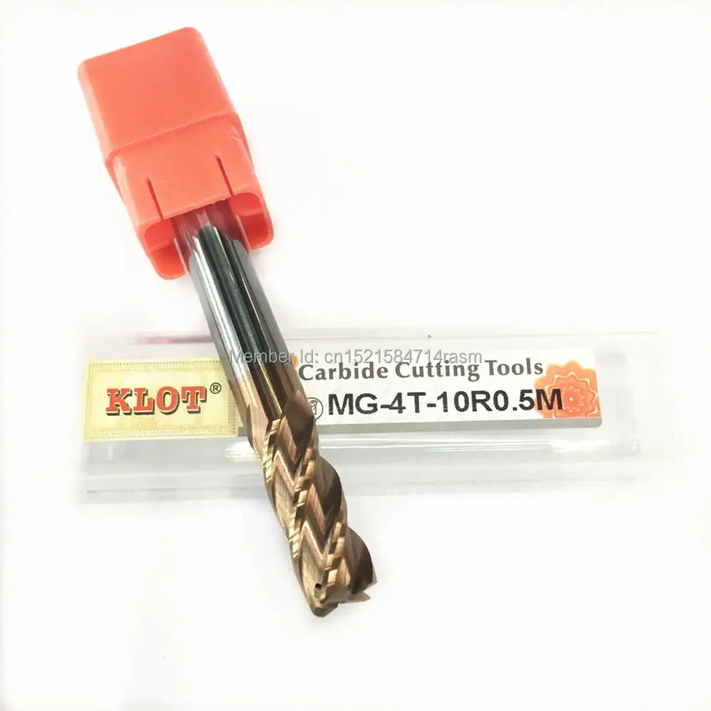 KLOT HRC60 Ultra Hard TiN Coated Solid Carbide End Mill 2mm-3mm 4-Flute CNC