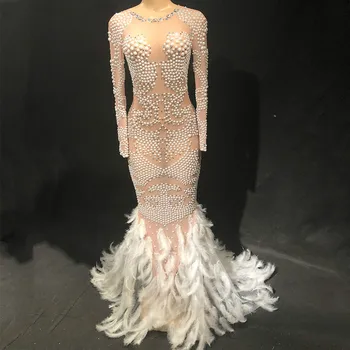 Sexy Feather Rhinestones Festival Long Dress Women Birthday Celebrate Dresses Singer Stage Wear Ab Stones Stretch Dance Costume
Sexy Feather Rhinestones Festival Long Dress Women Birthday Celebrate Dresses Singer Stage Wear Ab Stones Stretch Dance Costume