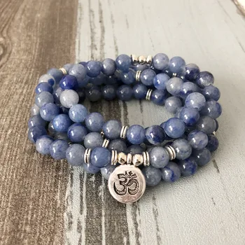 Unisex 108 mala beaded bracelet Lotus prayer beads wrist Blue Aventurine wrapped bracelet for Man OM Yoga bracelets
Unisex 108 mala beaded bracelet Lotus prayer beads wrist Blue Aventurine wrapped bracelet for Man OM Yoga bracelets