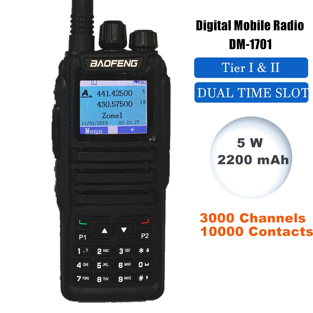 Baofeng Two-way Radio DM-1701 Digital Mobile Radio Private Handheld Radio Tier 2 Dual Time Slot DMR Walkie Talkie Amateur Radio
Baofeng Two-way Radio DM-1701 Digital Mobile Radio Private Handheld Radio Tier 2 Dual Time Slot DMR Walkie Talkie Amateur Radio