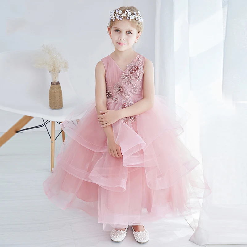 Beautiful Pink Flower Girl Dresses Summer 2017 New Design V Neck Girls Dress for Party Tiered Lace wedding dress Kid Clothes P11
Beautiful Pink Flower Girl Dresses Summer 2017 New Design V Neck Girls Dress for Party Tiered Lace wedding dress Kid Clothes P11