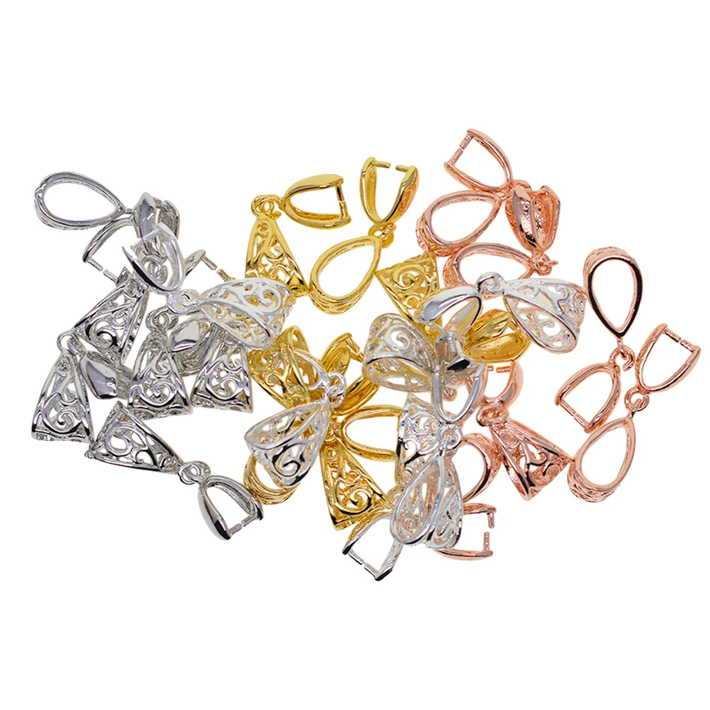 24x Brass Pendant Pinch Clip Clasp Bail Connector Findings Necklace DIY 24x Brass Pendant Pinch Clip Clasp Bail Connector Findings Necklace DIY